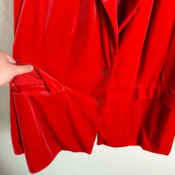 Lane Bryant Red Velvet Blazer Jacket 22 - Picture 5 of 16